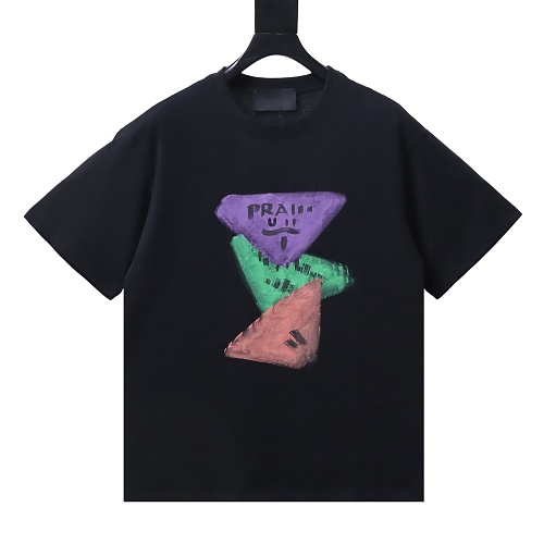 Prada Painted Logo Print T-shirt Black