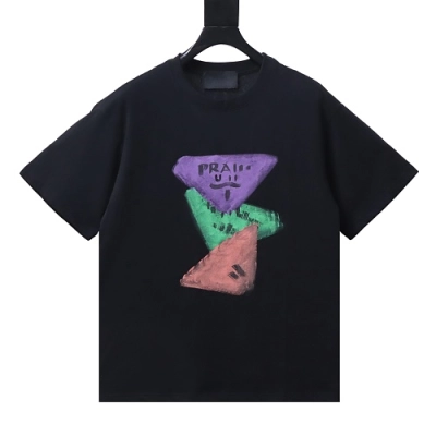 Prada Painted Logo Print T-shirt Black 01