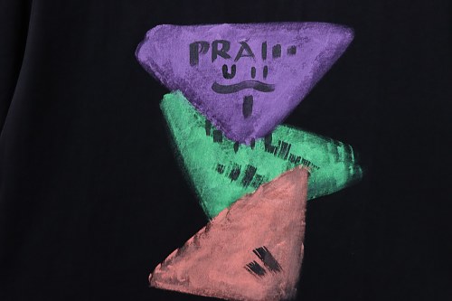 Prada Painted Logo Print T-shirt Black
