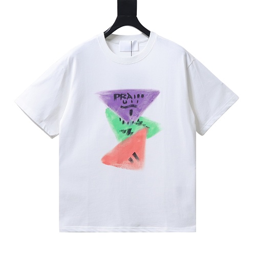 Prada Painted Logo Print T-shirt White
