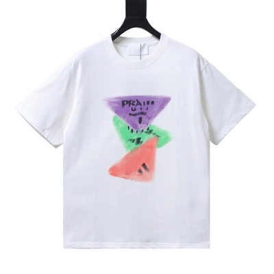 Prada Painted Logo Print T-shirt White 01