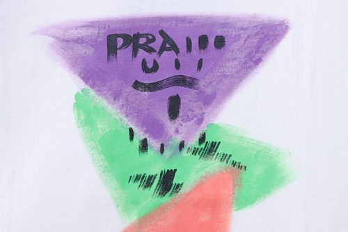 Prada Painted Logo Print T-shirt White