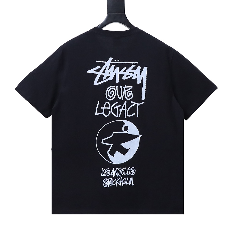 Stussy Cylindrical Logo Print T-Shirt Black