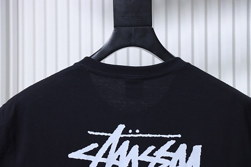 Stussy Cylindrical Logo Print T-Shirt Black