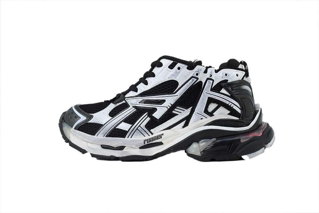 Balenciaga Runner LED Sneaker Black and White 853225 WRNLD 9010