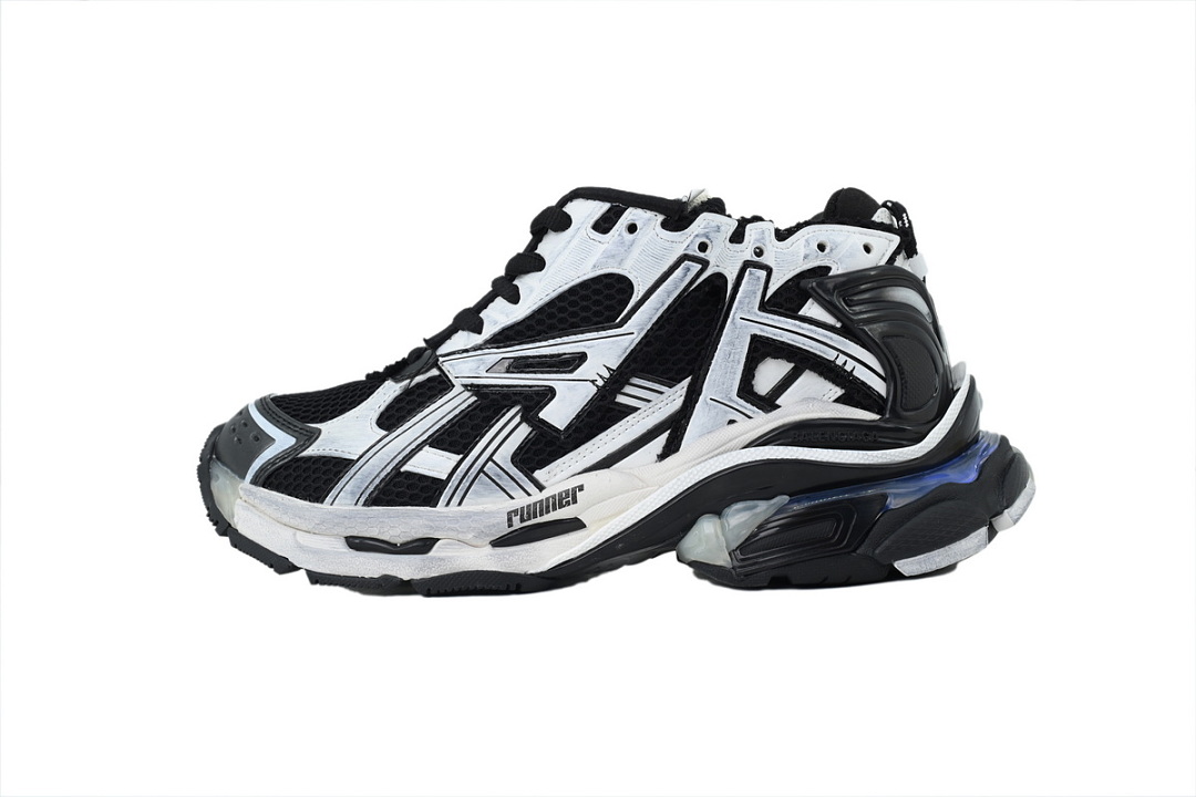 Balenciaga Runner LED Sneaker Black and White 853225 WRNLD 9010