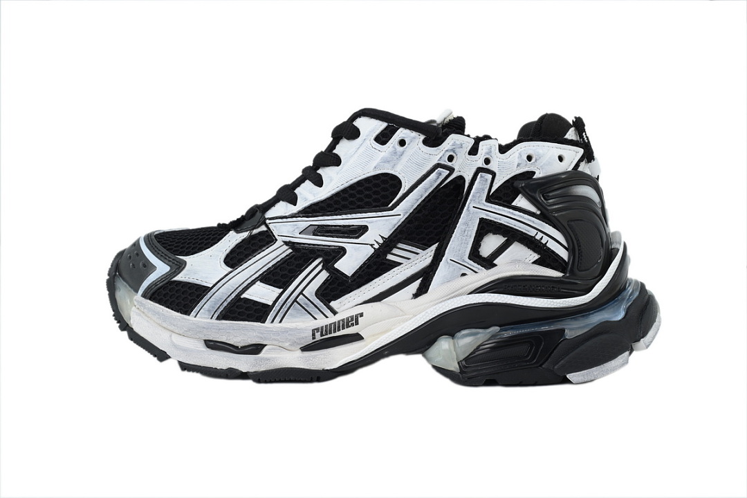 Balenciaga Runner LED Sneaker Black and White 853225 WRNLD 9010