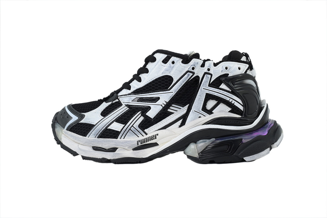Balenciaga Runner LED Sneaker Black and White 853225 WRNLD 9010