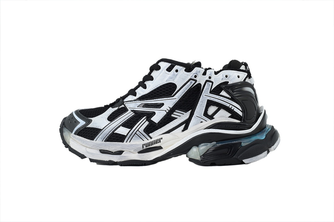 Balenciaga Runner LED Sneaker Black and White 853225 WRNLD 9010