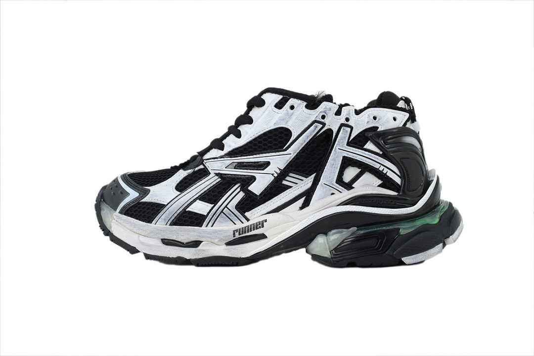 Balenciaga Runner LED Sneaker Black and White 853225 WRNLD 9010