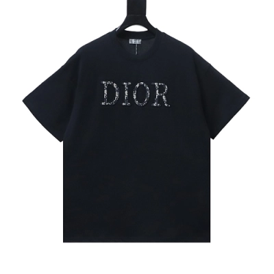 Dior CD Letter Appliqué T-Shirt Black 01