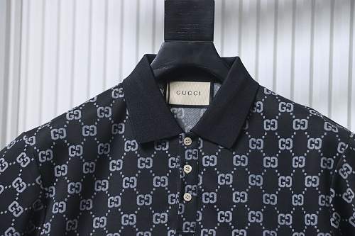 Gucci All-Over Print Short Sleeve Polo Shirt Black Gray