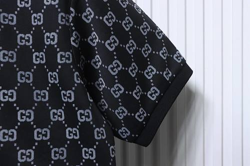 Gucci All-Over Print Short Sleeve Polo Shirt Black Gray