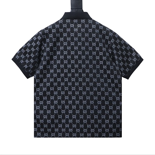 Gucci All-Over Print Short Sleeve Polo Shirt Black Gray