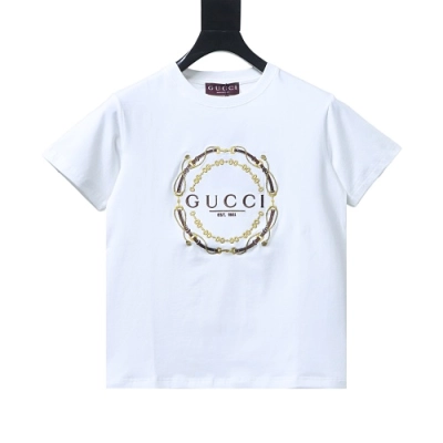 Gucci Interlocking Bridle Motif Letter Embroidery T-shirt White 01