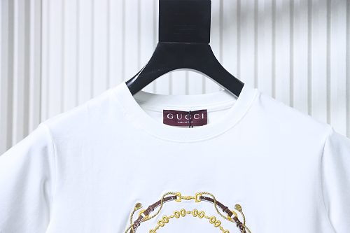 Gucci Interlocking Bridle Motif Letter Embroidery T-shirt White