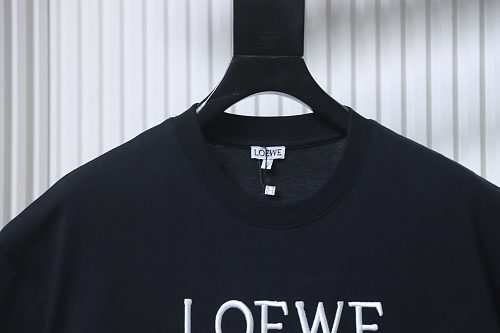 Loewe Line-style Letter Embroidery T-Shirt Black