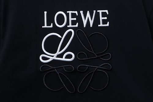 Loewe Line-style Letter Embroidery T-Shirt Black
