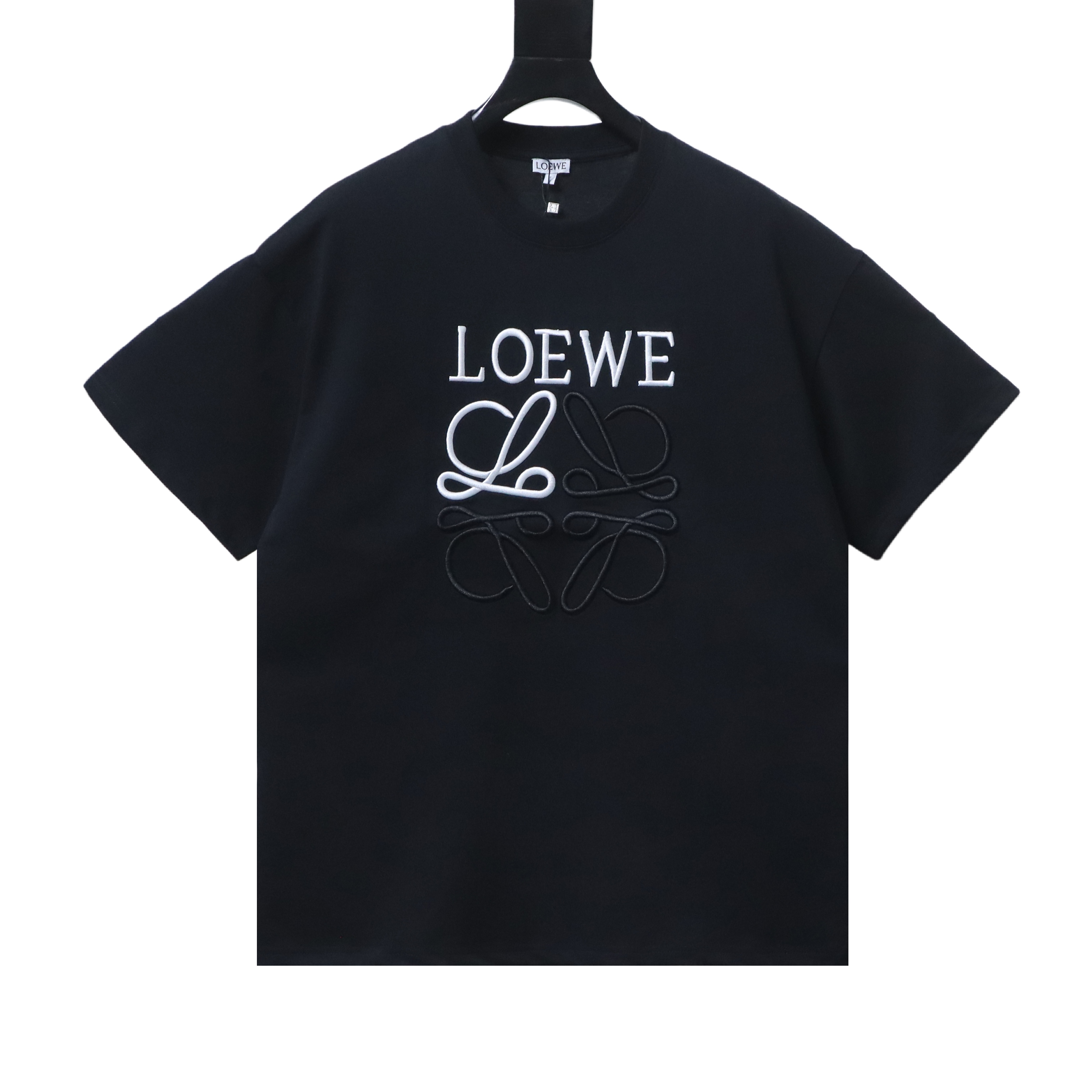 Loewe Line-style Letter Embroidery T-Shirt Black