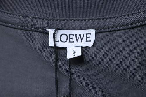 Loewe Line-style Letter Embroidery T-Shirt Dark Gray