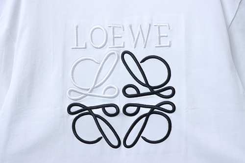 Loewe Line-style Letter Embroidery T-Shirt White