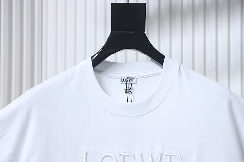 Loewe Line-style Letter Embroidery T-Shirt White