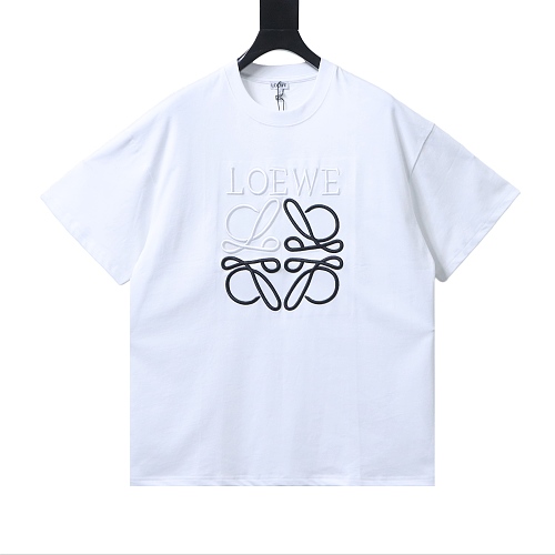 Loewe Line-style Letter Embroidery T-Shirt White