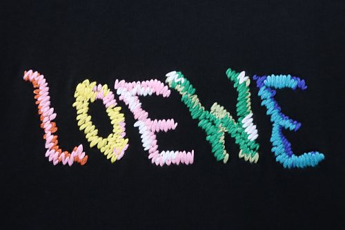 Loewe Rainbow Letter Embroidery T-Shirt Black