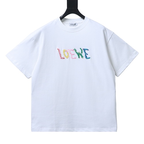 Loewe Rainbow Letter Embroidery T-Shirt White