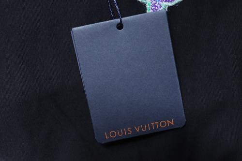 Louis Vuitton Colorful Calico Embroidery Logo T-Shirt Black