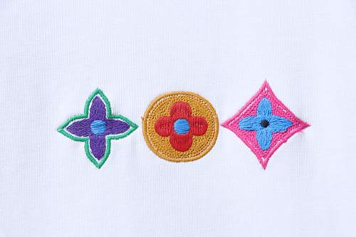 Louis Vuitton Colorful Calico Embroidery Logo T-Shirt White