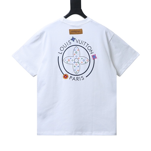 Louis Vuitton Colorful Calico Embroidery Logo T-Shirt White