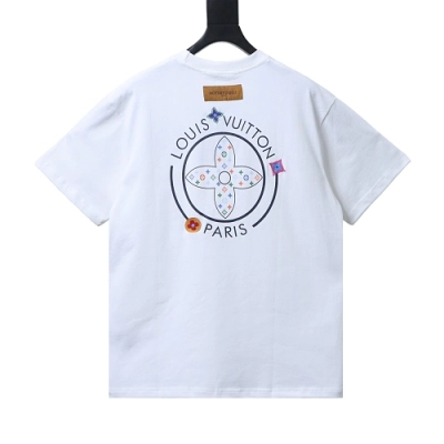 Louis Vuitton Colorful Calico Embroidery Logo T-Shirt White 02