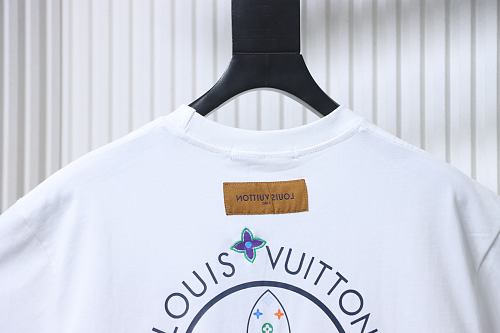 Louis Vuitton Colorful Calico Embroidery Logo T-Shirt White