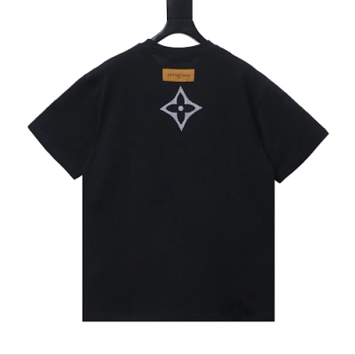 Louis Vuitton Flocked Logo T-Shirt Black 02