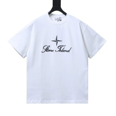 Stone Island Letter Embroidery T-Shirt White 01