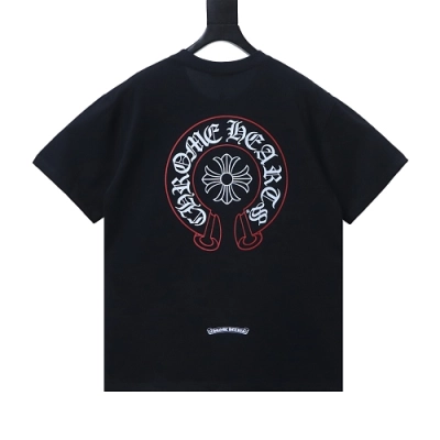 Chrome Hearts Pink-Trimmed Horseshoe T-shirt Black 01
