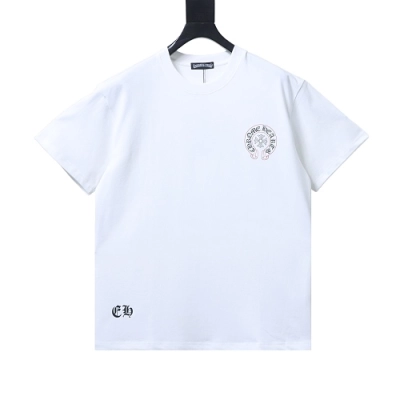 Chrome Hearts Pink-Trimmed Horseshoe T-shirt White 02