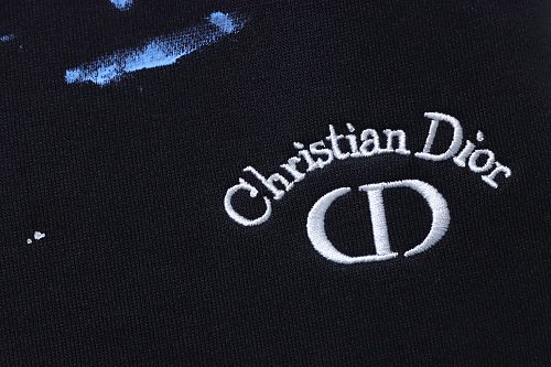 Dior Ink-Splatter Graffiti Embroidered Logo Shorts Black