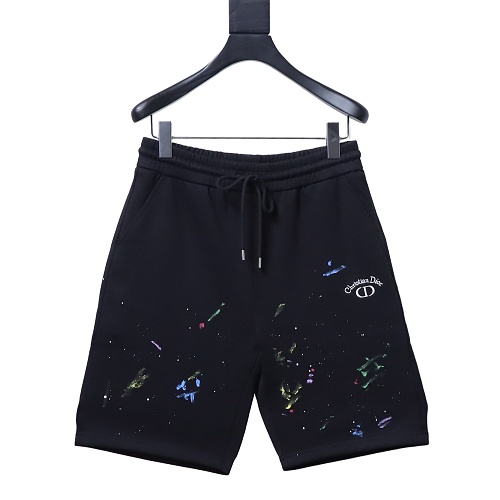 Dior Ink-Splatter Graffiti Embroidered Logo Shorts Black