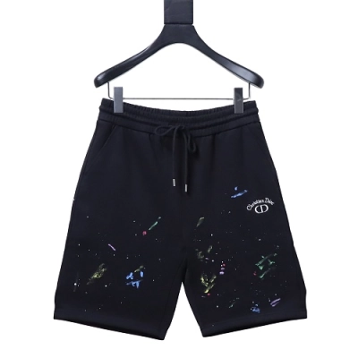 Dior Ink-Splatter Graffiti Embroidered Logo Shorts Black 01