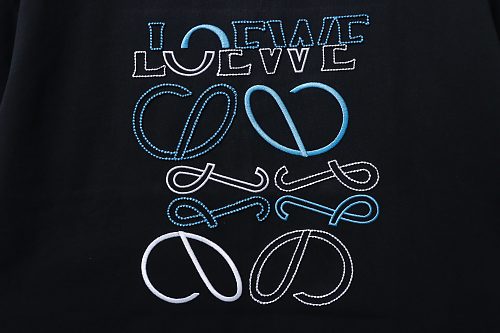 Loewe Misaligned Logo Embroidered T-Shirt Black