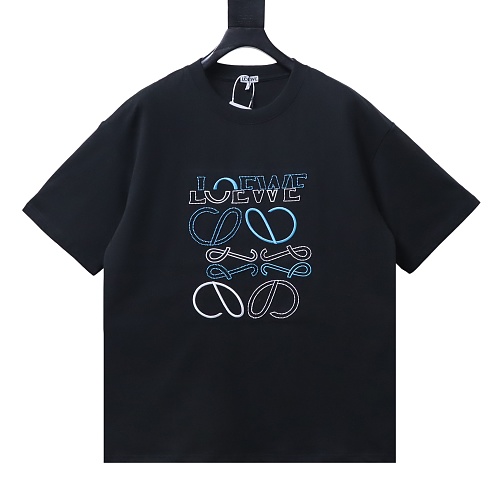 Loewe Misaligned Logo Embroidered T-Shirt Black