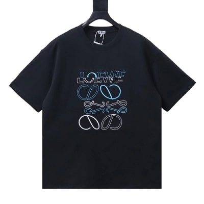 Loewe Misaligned Logo Embroidered T-Shirt Black 01