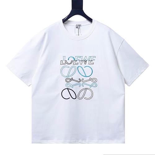 Loewe Misaligned Logo Embroidered T-Shirt White