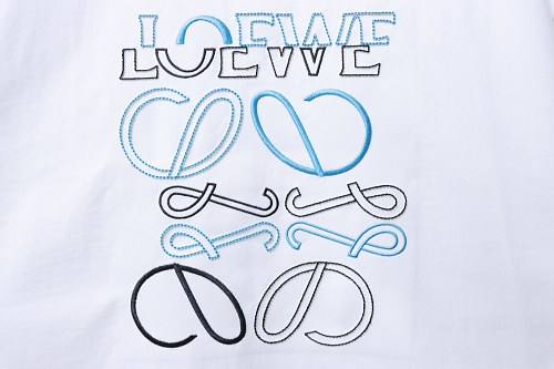 Loewe Misaligned Logo Embroidered T-Shirt White
