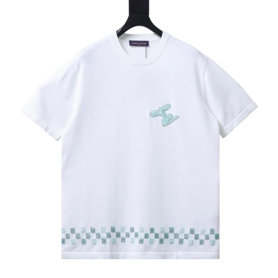 Louis Vuitton Beaded Letter Hem T-Shirt White 01