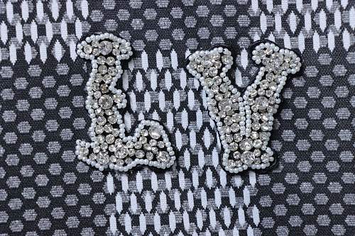 Louis Vuitton Rhinestone Letter Logo Checkerboard T-Shirt Black