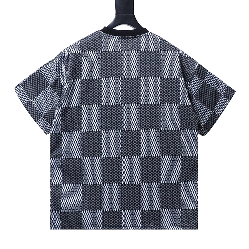 Louis Vuitton Rhinestone Letter Logo Checkerboard T-Shirt Black