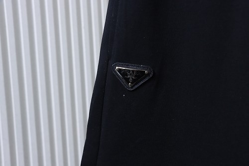 Prada Black Shorts with Striped Hem